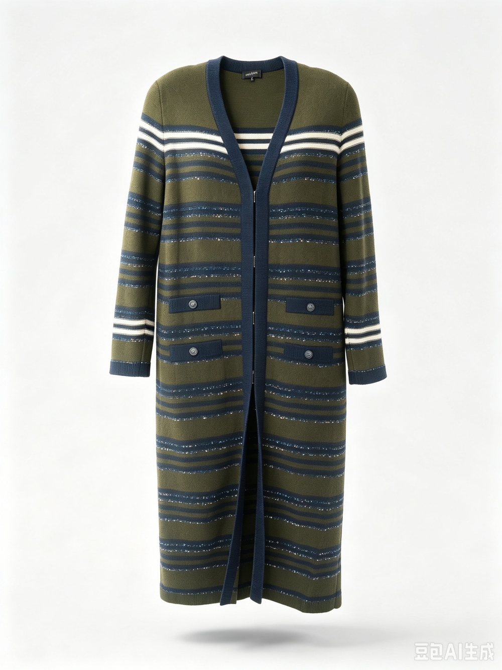 Chanel Striped Long Knit Cardigan Sweater